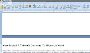 table of contents to microsoft word