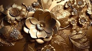 Decorative Golden Flowers And Jewels