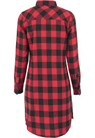 checked flanell shirt dress black red