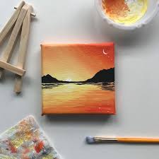 4x4 Mini Canvas Acrylic Painting Orange