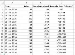 Calculate A Running Total Of A Column Of Cells In Excel