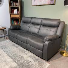 bruno 3 seater reclining sofa slate