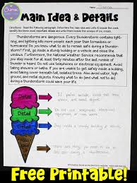 Main Idea Anchor Chart Free Worksheet Included Crafting