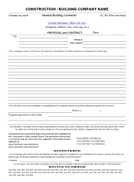 Contract Proposal Form Samples Construction Home Bid Forms Free