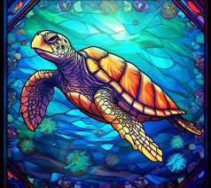 Sea Turtle In A Stained Glass Window