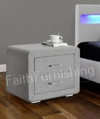 Fabric 2 Drawer Bed Side Table Silver