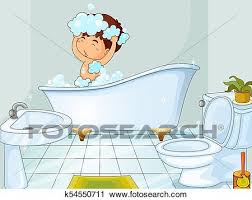 Download bathroom images and photos. Boy Taking Bath In Bathroom Clipart K54550711 Fotosearch