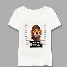 New Fashion Women T Shirts Cute Beagle Dog Print T Shirt Funny Bad Dog Design Casual Tops Female Tee Harajuku