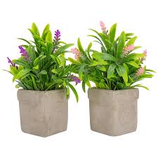 2 pack lavender artificial plants in