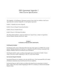 pro agreement appendix 1 data escrow