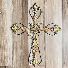 Cross Wall Decor Metal Large Fleur De