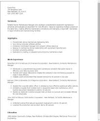 The maintenance department also needs people who can look after the entire team and the procedures being done in the process of finishing a specific task. Facility Maintenance Manager Resume Template Mpr