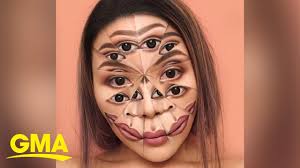 artist creates makeup illusions