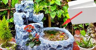 The pool into which the water falls and the cascading structure for the waterfall itself. How To Make A Waterfall From A Styrofoam Box
