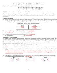Physics Classroom Worksheets Key Unit 1