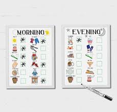 Kids Schedule Morning And Evening Routine For Boys And Girls Checklist Dry Erase Chart Learning And Communication