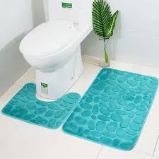 2pcs Flannel Toilet Lid Bath Rugs Soft