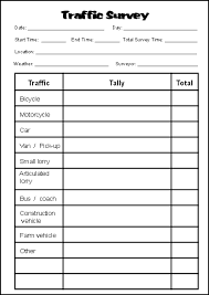 Blank Traffic Survey Sheets