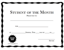 Printable Student Of The Month Awards School Certificates Templates