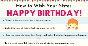 creative birthday wishes for sister