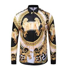2019ok Brand New Men S Dress Shirts Fashion Harajuku Casual Shirt Men Luxury Medusa Black Gold Fancy 3d Print Slim Fit Shirts