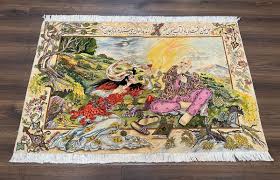 oriental pictorial rug 5x3 hafez poetry