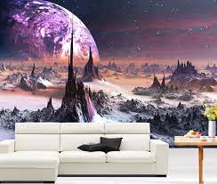 3d Alien Fantasy Planet Full Wall Mural
