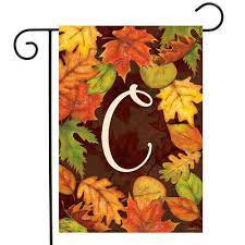 Fall Leaves Monogram Letter C Garden