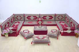 maroon color u shape moroccan sofa set