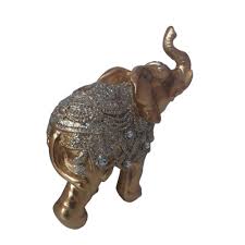 enfeite elefante de resina dourado com
