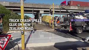 truck crash spills glue on new zealand road