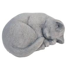 Cast Stone Small Curled Cat Garden