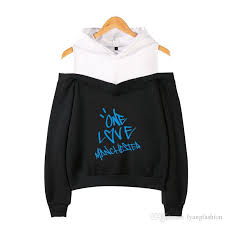 Xs 2xl Ariana Grande Hoodie Blue One Love Manchester Print Long Sleeve Inside Fleece Casual Pullover Hoodies Out Shoulder Sweatshirt Jacket