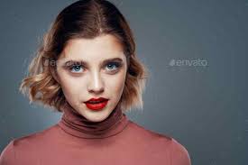 red lips makeup elegant style studio