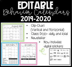 Editable Behavior Calendars For Clip Chart And Class Dojo