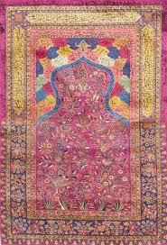 antique silk kashan prayer rug circa