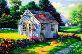 Country Shed Glow Red Art Studio