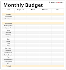 031 Free Printable Personal Monthly Budget Template