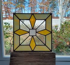 Square Star Stained Glass Panel Glass
