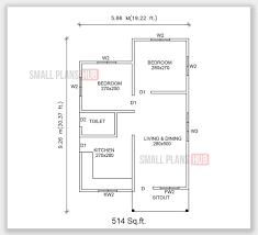 514 Sq Ft 2 Bedroom Single Floor Plan