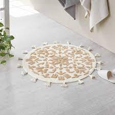 ivory and beige cotton bath mat