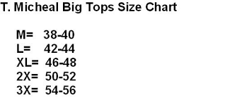 T Micheal Big Tops Size Chart