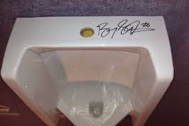 Silverdome Urinal Signed By Barry Sanders Up For Sale