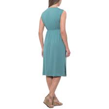 Lilla P Shirred Shoulder Midi Dress Sleeveless For Women