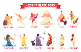 Learn about greek gods and goddesses with free interactive flashcards. Free Vector Ancient Greek Gods 2 Horizontal Cartoon Figures Sets With Dionysus Zeus Poseidon Aphrodite Apollo Athena