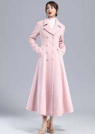 Retro Pink Wool Coat Women Winter Coat