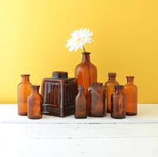 Antique Brown Glass Bottles Amber Glass