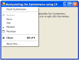 maniting the system menu using c