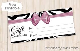 printable pink zebra gift certificate