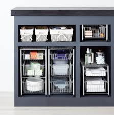 Sliding cabinet basket for bathroom, pull out storage drawer shelves for under kitchen sink or limit space, long 14.8in by wide 6in by hight 4.4in, grey Wire Pull Out Cabinet Organizers The Container Store